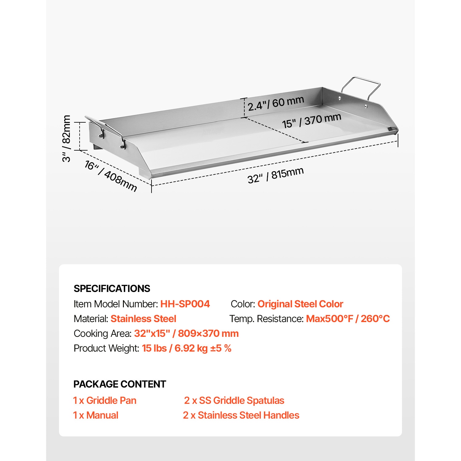 32x16 In Flat Top Griddle Stainless Steel Universal BBQ Grill Pan Cookware_voghion.com